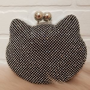 Rhinestone kitten evening clutch